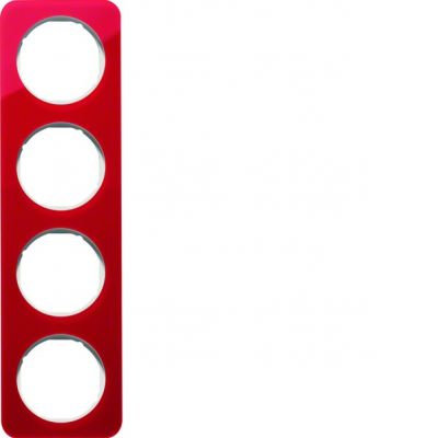 BERKER R.1 Ramka poczwórna akryl czerwony przezroczysty/biała 10142349 HAGER (10142349)