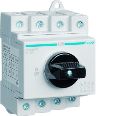 Modułowy rozłącznik izolacyjny do systemów fotowoltaicznych 4P 32A 1000 VDC SB432PV HAGER (SB432PV)