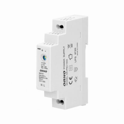 Zasilacz na szynę DIN 12VDC, 1,25A, 15W, szerokość 1 moduł OR-PSU-1642 ORNO (OR-PSU-1642)