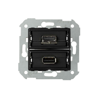 Simon 82 Gniazdo USB + HDMI (V1.4) żeńskie. Podłączenie HDMI kątowe. !Wymagana puszka podtynkowa wielopolowa (nie łączona) 7501095-039 (7501095-039)