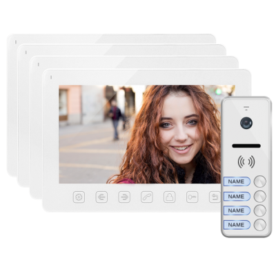 Zestaw wideodomofonowy 4-rodzinny, bezsłuchawkowy, kolor, LCD 7 cal menu OSD, sterowanie bramą, biały ORNO (OR-VID-EX-1065/W)