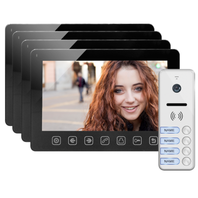 Zestaw wideodomofonowy 4-rodzinny, bezsłuchawkowy, kolor, LCD 7 cal menu OSD, sterowanie bramą, czarn ORNO (OR-VID-EX-1065/B)