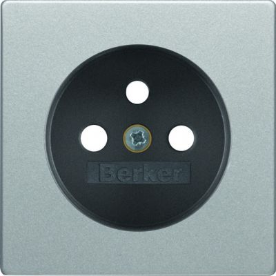 BERKER Q.x Płytka czołowa z przysłonami styków do gniazda z uziemieniem aluminium aksamit lakierowana 3965766084 HAGER (3965766084)