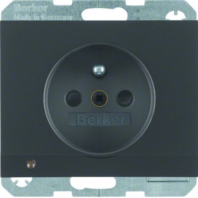 BERKER K.1 Gniazdo z uziemieniem i podświetleniem orientacyjnym LED, antracyt 6765107006 (6765107006)