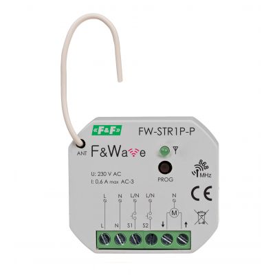 Radiowy sterownik rolet 230V do puszki montażowej fi60 85-265V AC/DC multifunkcyjny do montażu podtynkowego FW-STR1P-P F&F (FW-STR1P-P)