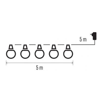 Łańcuch z żarówek łączony10x 5 LED, girlanda mleczne, 5m, IP44, WW (ZY1939)