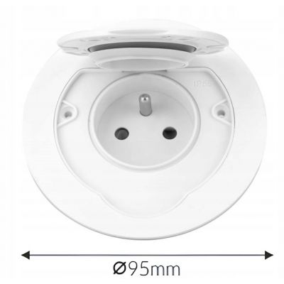 Hermetyczne gniazdo elektryczne okrągłe IP55 1x2P+Z(French) białe ORNO (OR-GM-9030/W)