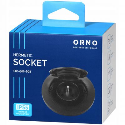 Hermetyczne gniazdo elektryczne okrągłe IP55 1x2P+Z(French) czarne ORNO (OR-GM-9030/B)