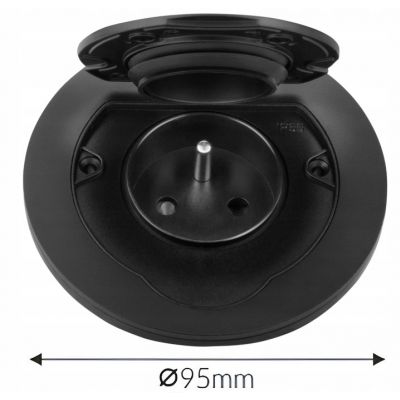 Hermetyczne gniazdo elektryczne okrągłe IP55 1x2P+Z(French) czarne ORNO (OR-GM-9030/B)