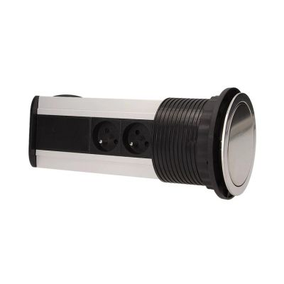 Gniazdo meblowe Ø10cm wysuwane z blatu z przewodem 1,8m, 3x2P+Z, INOX  OR-AE-1352 ORNO (OR-AE-1352)