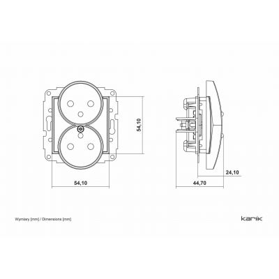 KARLIK ICON Gniazdo podwójne  do ramki z uziemieniem 2x(2P+Z) (przesłony torów prądowych) taupe 60IGPR-2zp (60IGPR-2zp)