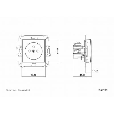 KARLIK ICON Gniazdo pojedyncze z uziemieniem 2P+Z (przesłony torów prądowych) szałwiowy 61IGP-1zp (61IGP-1zp)