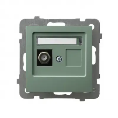 AS Gniazdo antenowe typu F pojedyncze  zielony mat GPA-1GF/m/84 OSPEL (GPA-1GF/m/84)