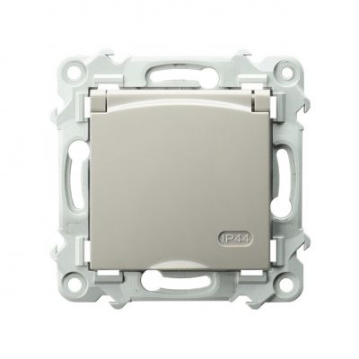 SZAFIR Gniazdo bryzgoszczelne z uziemieniem schuko IP44 klapka w kolorze wyrobu kolor kaszmirowy beż GPH-1ZS/m/83/w OSPEL (GPH-1ZS/m/83/w)