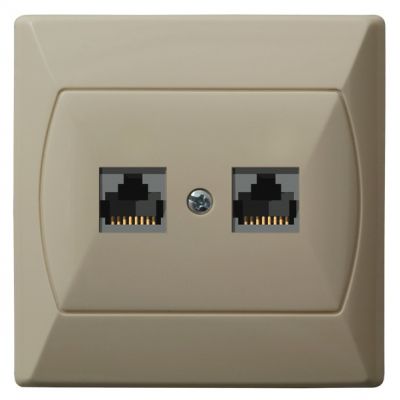 AKCENT Gniazdo komputerowe podwójne, kat. 5e MMC BEŻOWY GPK-2A/K/01 OSPEL (GPK-2A/K/01)