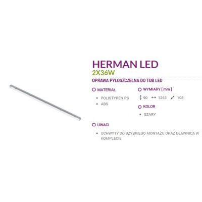 Oprawa pyłoszczelna do tub LED 2x36W HERMAN 02929 IDEUS (02929)