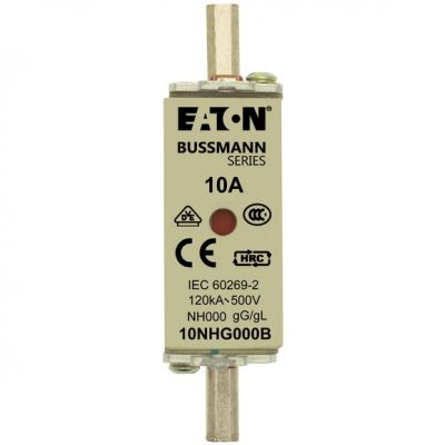 NH FUSE 10A 500V GG/GL SIZE 000 Wkładka NH000 10A 500V GL/GG podwójny wskaźnik 10NHG000B EATON (10NHG000B)