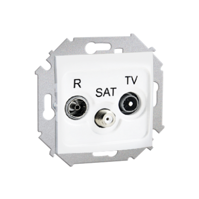 Simon 15 Gniazdo antenowe R-TV-SAT przelotowe biały  produkt wycofany 1591467-030 KONTAKT (1591467-030)