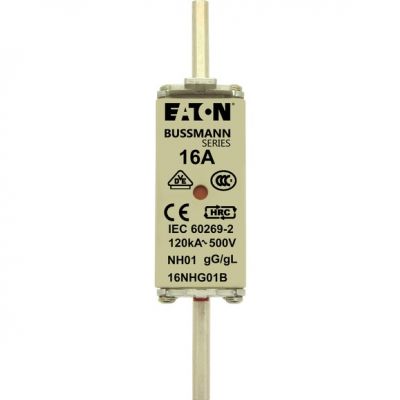 NH FUSE 16A 500V GG/GL SIZE 01 Wkładka NH01 16A 500V GL/GG podwójny wskaźnik 16NHG01B EATON (16NHG01B)