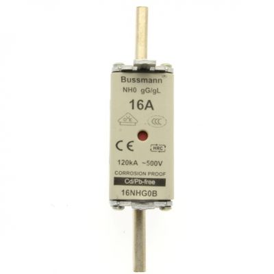 NH FUSE 16A 500V GG/GL SIZE 0 Wkładka NH0 16A 500V GL/GG podwójny wskaźnik 16NHG0B EATON (16NHG0B)