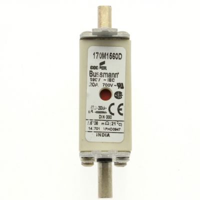 FUSE 20A 690V gR DIN 000 HSDNH Wkładka szybka 20A 690V gR DIN 000 podwójny wskaźnik 170M1560D EATON (170M1560D)