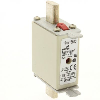 FUSE 20A 690V gR DIN 000 HSDNH Wkładka szybka 20A 690V gR DIN 000 podwójny wskaźnik 170M1560D EATON (170M1560D)