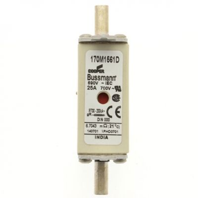 FUSE 25A 690V gR DIN 000 HSDNH Wkładka szybka 25A 690V gR DIN 000 podwójny wskaźnik 170M1561D EATON (170M1561D)