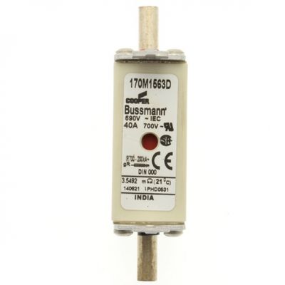 FUSE 40A 690V gR DIN 000 HSDNH Wkładka szybka 40A 690V gR DIN 000 podwójny wskaźnik 170M1563D EATON (170M1563D)