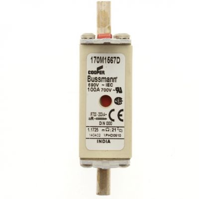 FUSE 10A 690V gR DIN 000 HSDNH Wkładka szybka 10A 690V gR DIN 000 podwójny wskaźnik 170M1558D EATON (170M1558D)