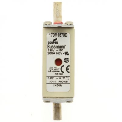 FUSE 200A 690V aR DIN 000 HSDNH Wkładka szybka 200A 690V aR DIN 000 podwójny wskaźnik 170M1570D EATON (170M1570D)