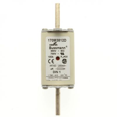 FUSE 100A 690V aR DIN 1 HSDNH Wkładka szybka 100A 690V aR DIN 1 podwójny wskaźnik 170M3812D EATON (170M3812D)