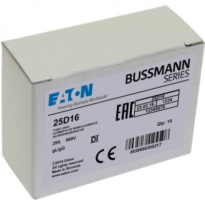 FUSE-D1 25A T GL/GG 500VAC E16 Wkładka DI 25A T GL/GG 500VAC E16 25D16 EATON (25D16)