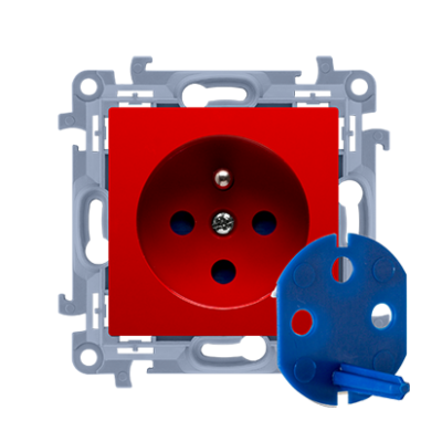 Simon 10 Gniazdo DATA z kluczem uprawniającym 16A 250V zaciski śrubowe czerwone CGD1.01/22 KONTAKT (CGD1.01/22)