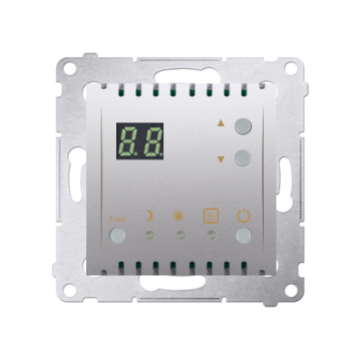 Simon 54 Regulator temperatury z wyświetlaczem z czujnikiem wewnętrznym  16(2) A 230V srebrny mat DTRNW.01/43 (DTRNW.01/43)