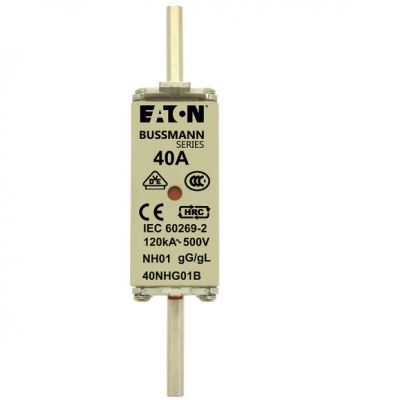 NH FUSE 40A 500V GG/GL SIZE 01 Wkładka NH01 40A 500V GL/GG podwójny wskaźnik 40NHG01B EATON (40NHG01B)