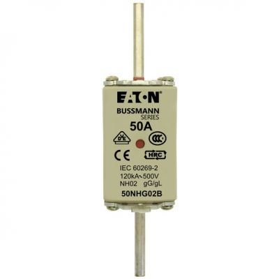 NH FUSE 50A 500V GG/GL SIZE 02 Wkładka NH02 50A 500V GL/GG podwójny wskaźnik 50NHG02B EATON (50NHG02B)