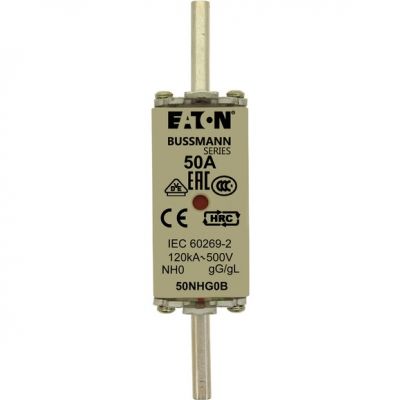 NH FUSE 50A 500V GG/GL SIZE 0 Wkładka NH0 50A 500V GL/GG podwójny wskaźnik 50NHG0B EATON (50NHG0B)