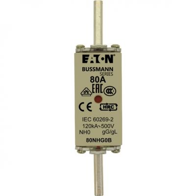 NH FUSE 80A 500V GG/GL SIZE 0 Wkładka NH0 80A 500V GL/GG podwójny wskaźnik 80NHG0B EATON (80NHG0B)