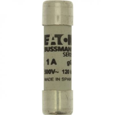 CYLINDRICAL FUSE 10 x 38 1A GG 500V AC Wkładka cylindryczna 10 x 38mm 1A GG 500V AC C10G1 EATON (C10G1)