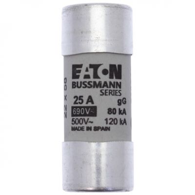 CYLINDRICAL FUSE 22 x 58 25A GG 690V AC Wkładka cylindryczna 22 x 58mm 25A GG 690V AC C22G25 EATON (C22G25)