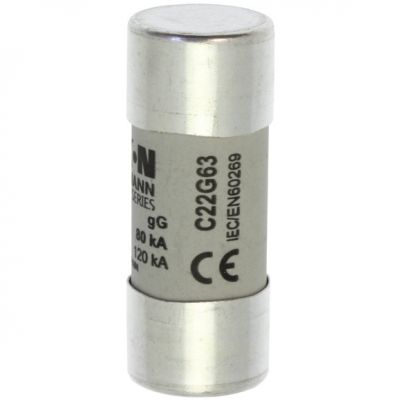 CYLINDRICAL FUSE 22 x 58 63A GG 690V AC Wkładka cylindryczna 22 x 58mm 63A GG 690V AC C22G63 EATON (C22G63)