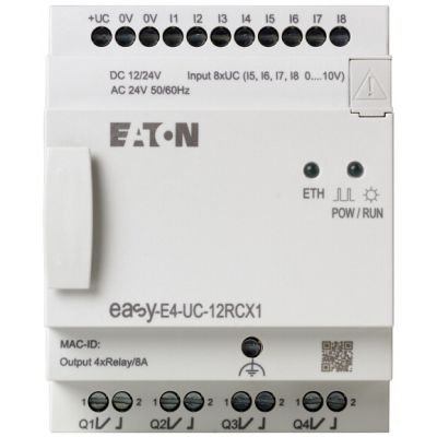 EASY-E4-UC-12RCX1 easyE4 12-24VDC 24VAC 8DI(4AI) 4DO-R bez wyświetlacza 197212 EATON (197212)