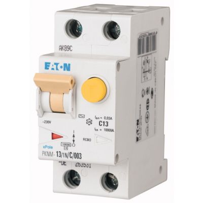 PKNM-13/1N/C/003-MW Wyłącznik różnicowonadprądowy 1P+N C13A 30mA typ AC 236140 EATON (236140)
