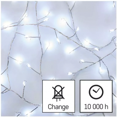 Lampki świąteczne łezki 100LED 2,4m zimna biel IP20 timer EMOS (D3FC01)