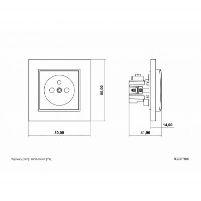 KARLIK MINI Gniazdo pojedyncze z uziemieniem 2P+Z (przesłony torów prądowych) taupe 60MGP-1zp (60MGP-1zp)