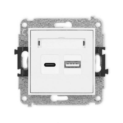 KARLIK MINI Ładowarka USB podwójna USB C + USB A, 20W max. biały mat 25MCUSB-8 (25MCUSB-8)