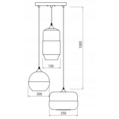 Lampa sufitowa wisząca LENDER 3P E27 czarna GTV (OS-LEND3P-10-DEC)