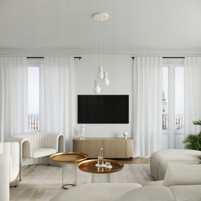Lampa wisząca ryflowana HALO beżowy SL.1719 Sollux (SL.1719)