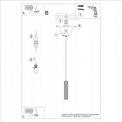 Lampa wisząca ryflowana KARBON czarny SL.1573 SOLLUX (SL.1573)