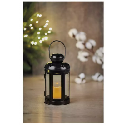 Lampion 1 LED świeczka 18,5 cm, czarny, 1x CR2032, vintage, IP20, timer (DCLV16)